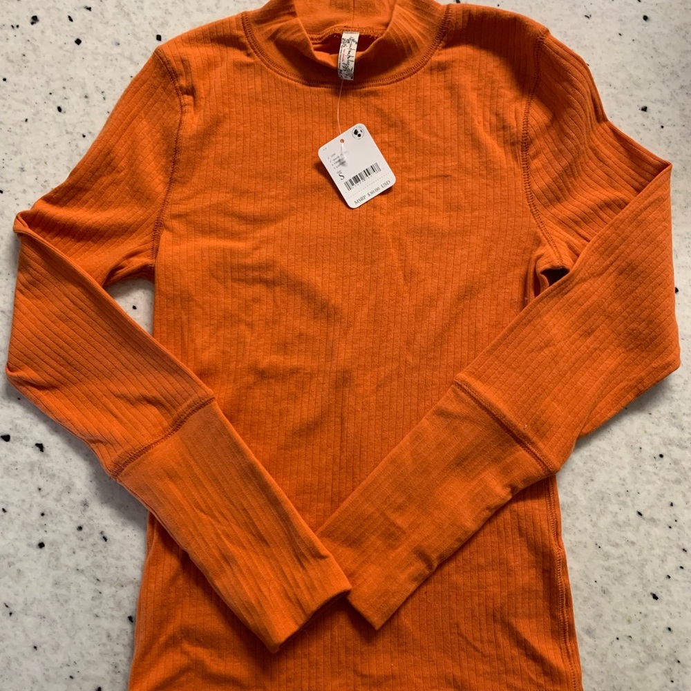 Free People Orange Long Sleeve Top